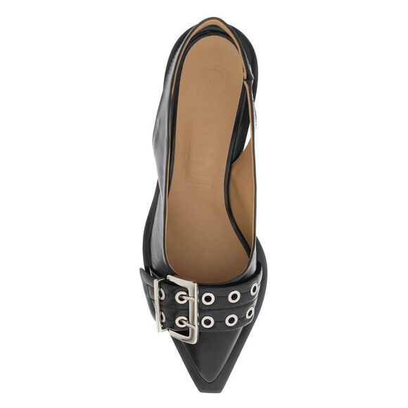 Unique Pointed Wide Heel Slingback Decollet&eacutes for Women - Black - Picture 2 of 3